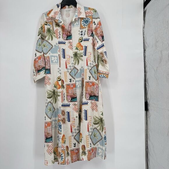 SPIGHE DI LINO Italy Linen Blend Women Long Sleeve Dress Size S - Picture 1 of 9